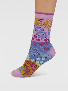 Marguerite Floral Organic Cotton Socks - Dusk Lilac