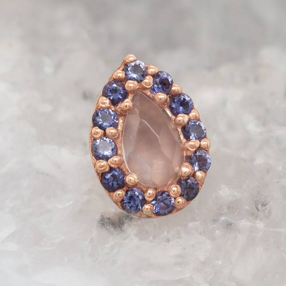 "Altura Pear" Threaded End in Gold with Lavender Chalcedony & Iolite