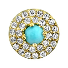 "Double Row Altura" Threaded End in Gold with Turquoise & Diamonds